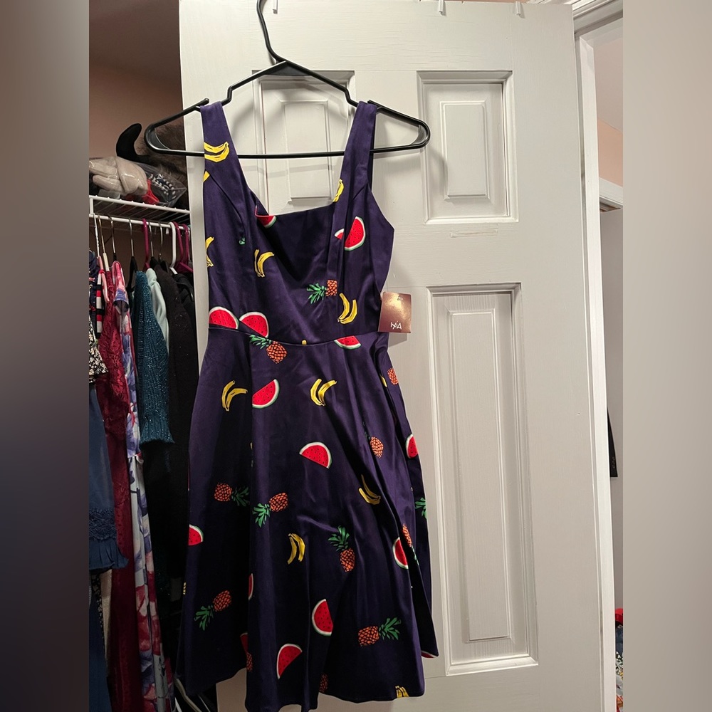 Blue fruit inspired vintage dress. Never worn, bought from a boutique.